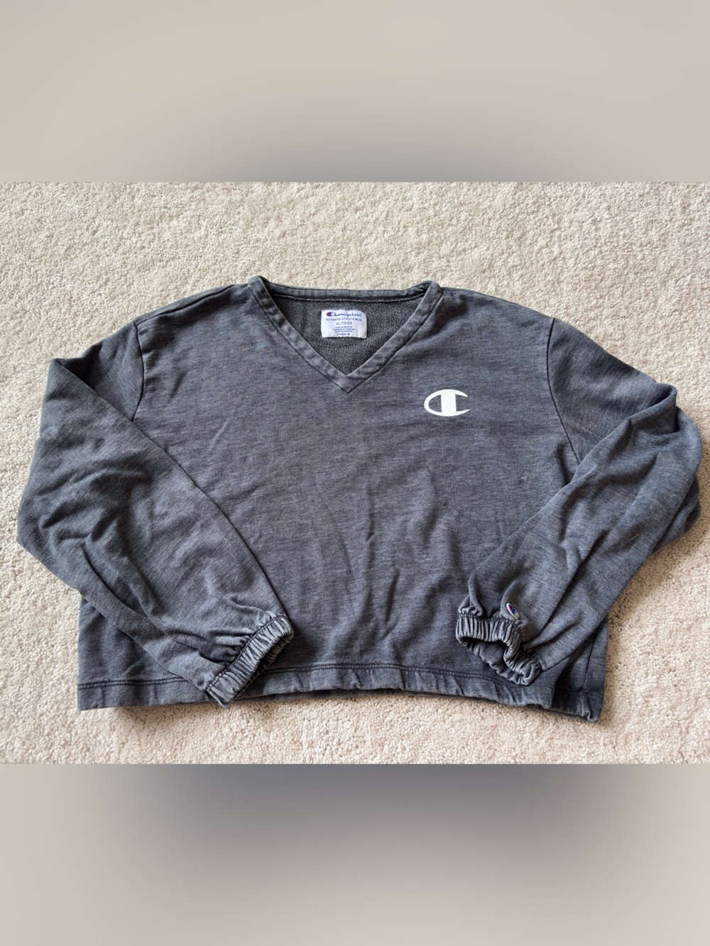 Champion: V-Neck Crop Pullover Sweatshirt